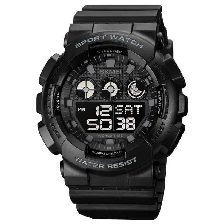 SKMEI 1857 Montre électronique étanche avec bracelet en PU et boucle en acier inoxydable