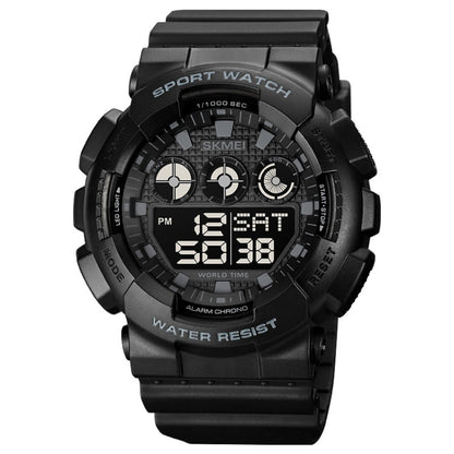 SKMEI 1857 Montre électronique étanche avec bracelet en PU et boucle en acier inoxydable