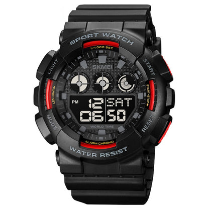 SKMEI 1857 Montre électronique étanche avec bracelet en PU et boucle en acier inoxydable