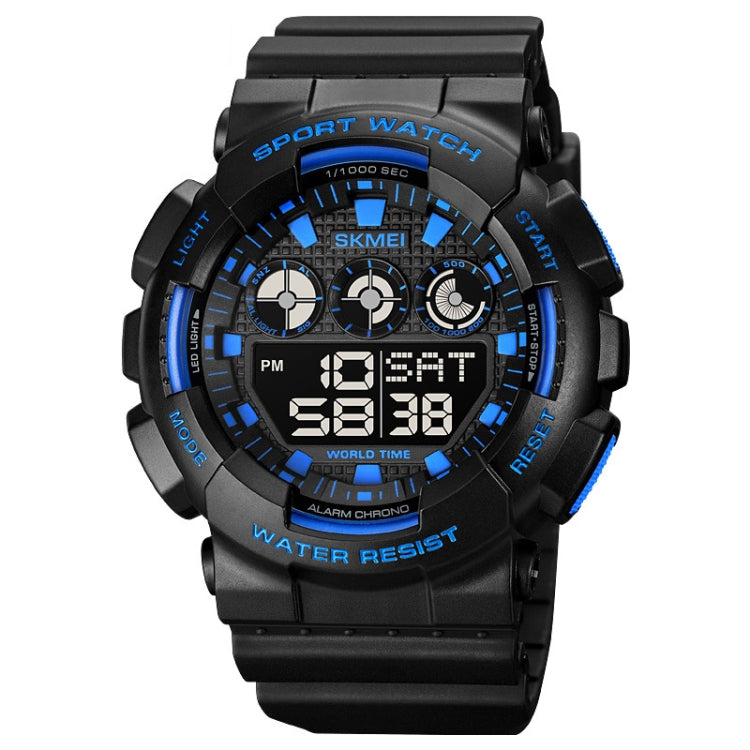 SKMEI 1857 Montre électronique étanche avec bracelet en PU et boucle en acier inoxydable