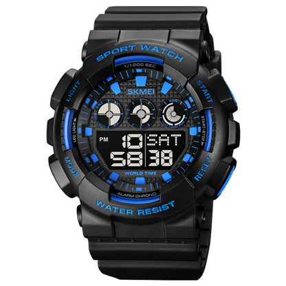 SKMEI 1857 Montre électronique étanche avec bracelet en PU et boucle en acier inoxydable