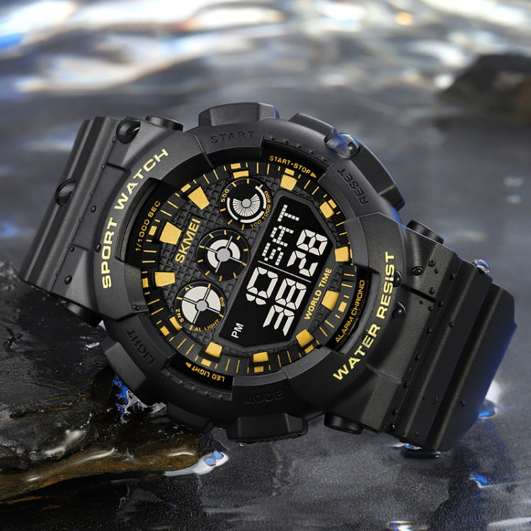 SKMEI 1857 Montre électronique étanche avec bracelet en PU et boucle en acier inoxydable