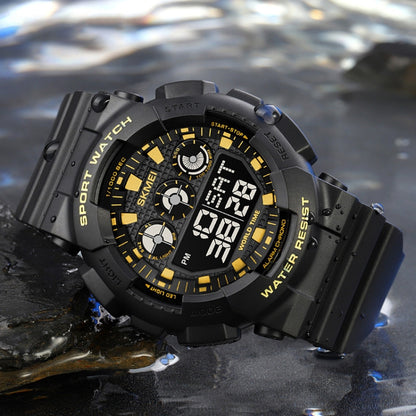 SKMEI 1857 Montre électronique étanche avec bracelet en PU et boucle en acier inoxydable