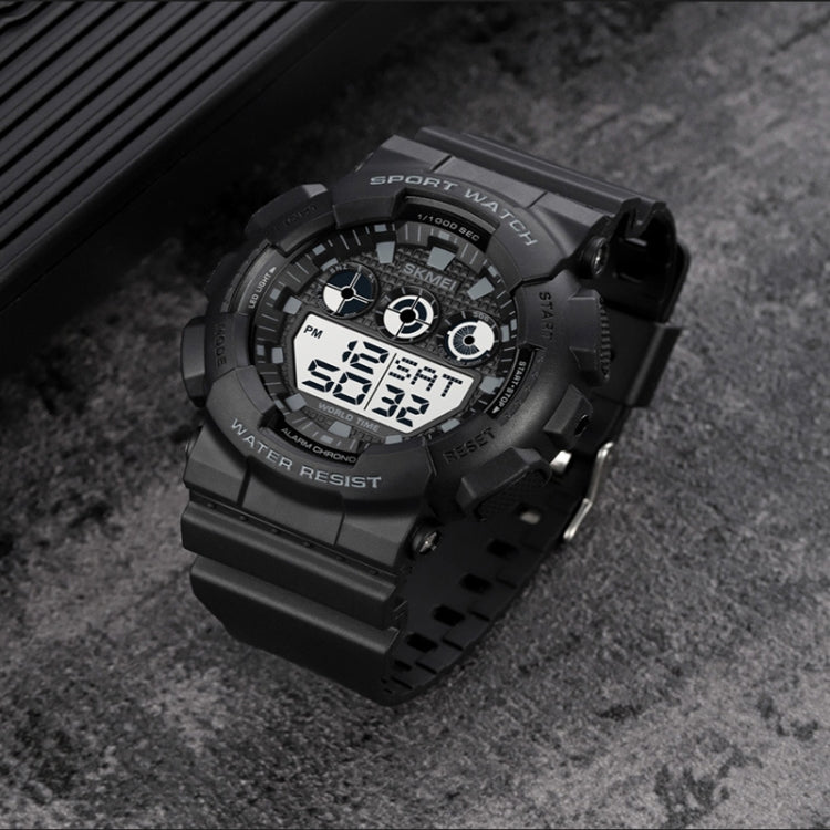 SKMEI 1857 Montre électronique étanche avec bracelet en PU et boucle en acier inoxydable