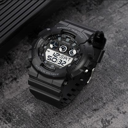 SKMEI 1857 Montre électronique étanche avec bracelet en PU et boucle en acier inoxydable