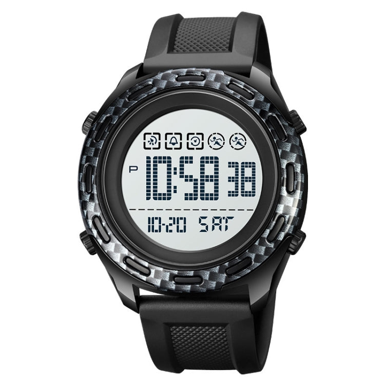SKMEI 1872 Montre électronique étanche à bracelet PU et boucle en acier inoxydable, Blanc, Noir
