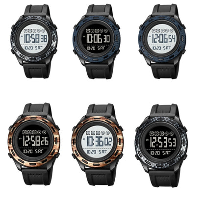 SKMEI 1872 Montre électronique étanche à bracelet PU et boucle en acier inoxydable, Blanc, Noir