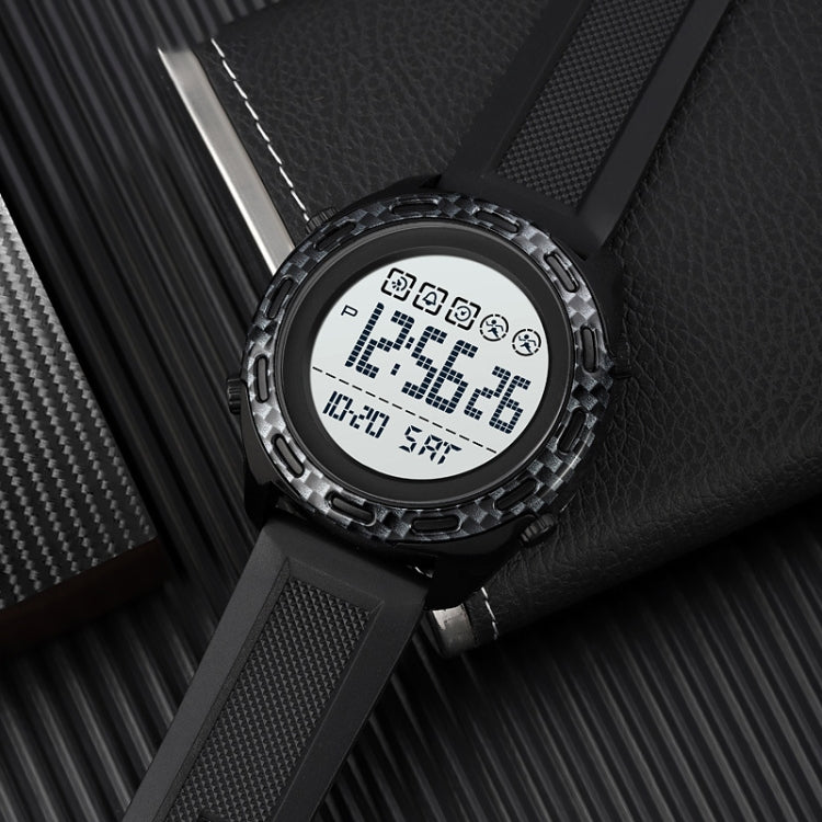 SKMEI 1872 Montre électronique étanche à bracelet PU et boucle en acier inoxydable, Blanc, Noir