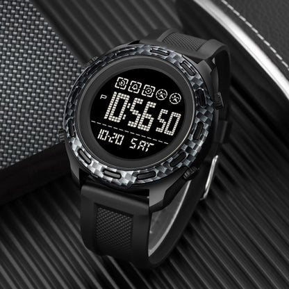 SKMEI 1872 Montre électronique étanche à bracelet PU et boucle en acier inoxydable, Blanc, Noir