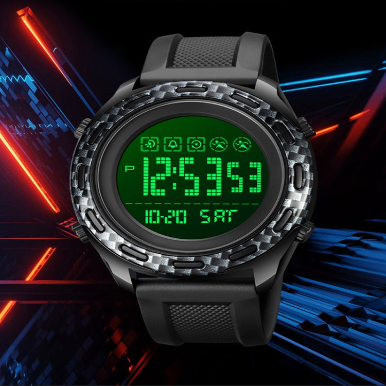 SKMEI 1872 Montre électronique étanche à bracelet PU et boucle en acier inoxydable, Blanc, Noir