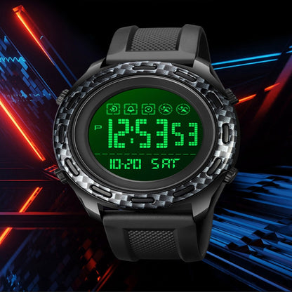 SKMEI 1872 Montre électronique étanche à bracelet PU et boucle en acier inoxydable, Blanc, Noir