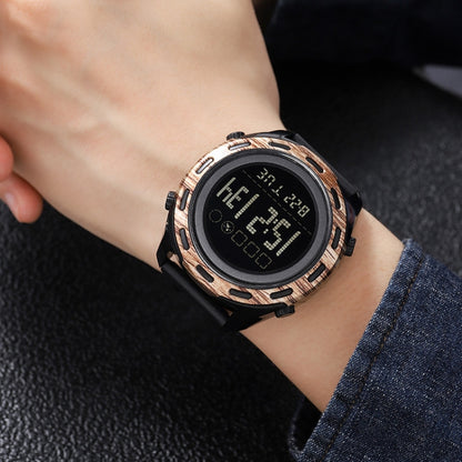 SKMEI 1872 Montre électronique étanche à bracelet PU et boucle en acier inoxydable, Blanc, Noir