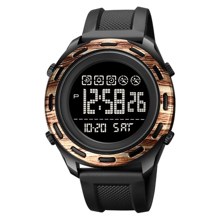 SKMEI 1872 Montre électronique étanche à bracelet PU et boucle en acier inoxydable, Blanc, Noir