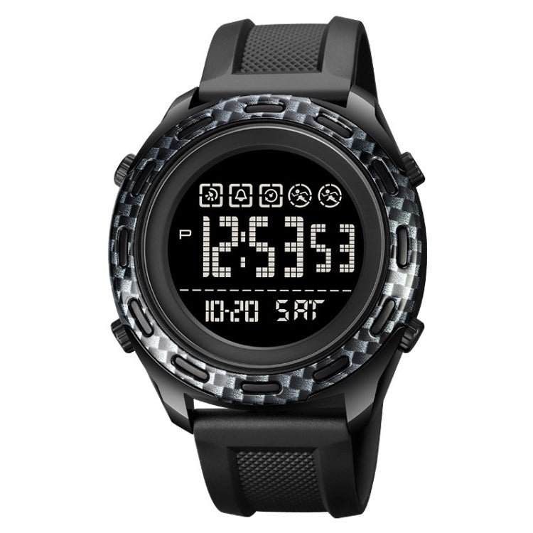 SKMEI 1872 Montre électronique étanche à bracelet PU et boucle en acier inoxydable, Blanc, Noir