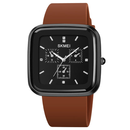 Montre à quartz étanche SKMEI 1902 avec bracelet en silicone et boucle en acier inoxydable