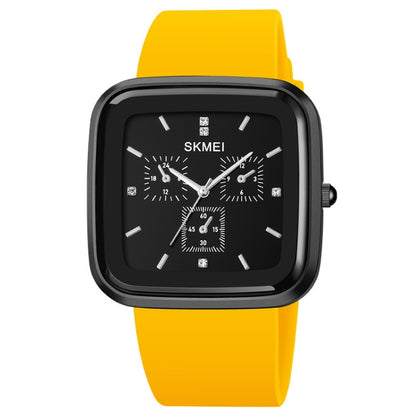 Montre à quartz étanche SKMEI 1902 avec bracelet en silicone et boucle en acier inoxydable
