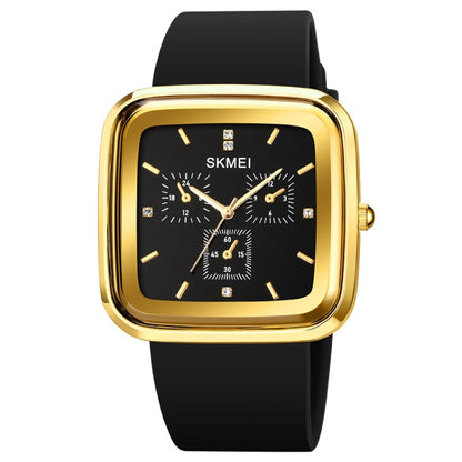 Montre à quartz étanche SKMEI 1902 avec bracelet en silicone et boucle en acier inoxydable