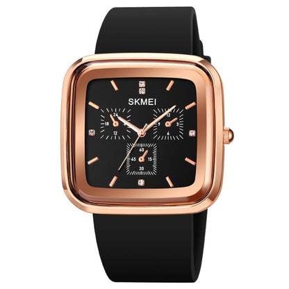 Montre à quartz étanche SKMEI 1902 avec bracelet en silicone et boucle en acier inoxydable