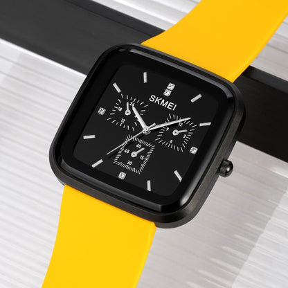 Montre à quartz étanche SKMEI 1902 avec bracelet en silicone et boucle en acier inoxydable