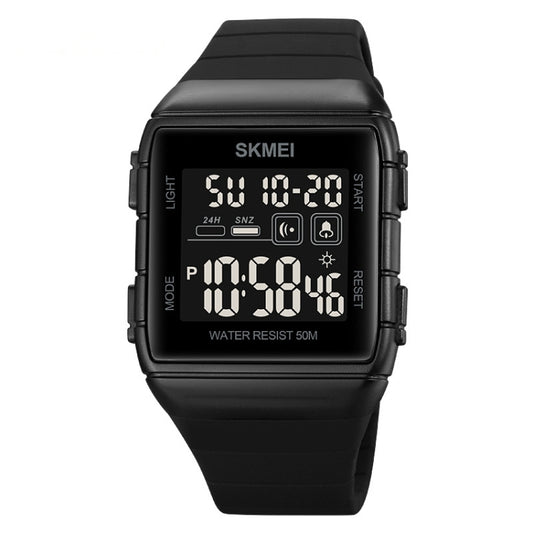 SKMEI 1960 Stainless Steel Buckle Silicone Strap Waterproof Electronic Watch, 1960 Black and Black Machine, 1960 Blue, 1960 Black Gold, 1960 Black and White Machine