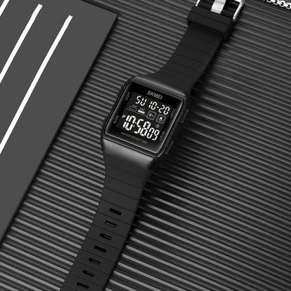 SKMEI 1960 Stainless Steel Buckle Silicone Strap Waterproof Electronic Watch, 1960 Black and Black Machine, 1960 Blue, 1960 Black Gold, 1960 Black and White Machine
