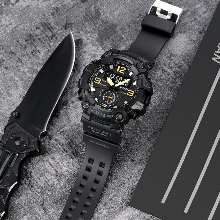SKMEI 1965 Montre Électronique Étanchéité Bracelet PU Boucle en Acier Inoxydable