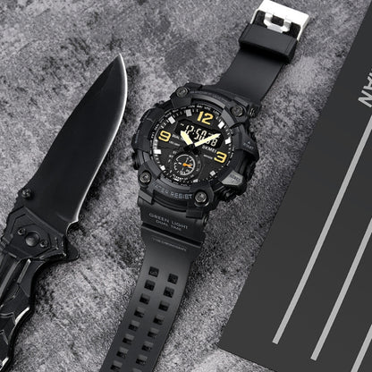 SKMEI 1965 Montre Électronique Étanchéité Bracelet PU Boucle en Acier Inoxydable