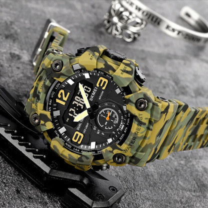 SKMEI 1965 Montre Électronique Étanchéité Bracelet PU Boucle en Acier Inoxydable
