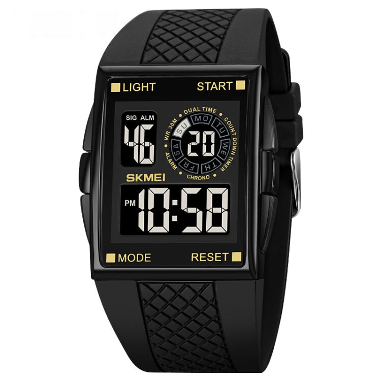 SKMEI 1967 Montre électronique étanche avec bracelet en PU et boucle en acier inoxydable