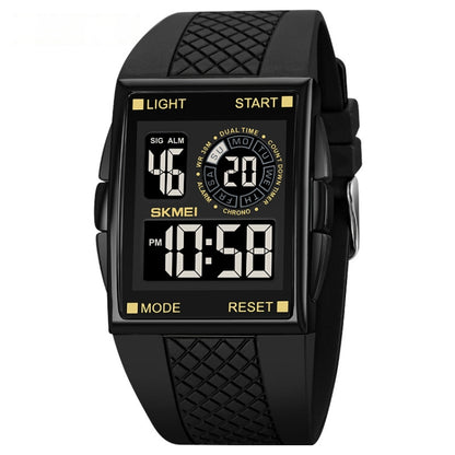 SKMEI 1967 Montre électronique étanche avec bracelet en PU et boucle en acier inoxydable