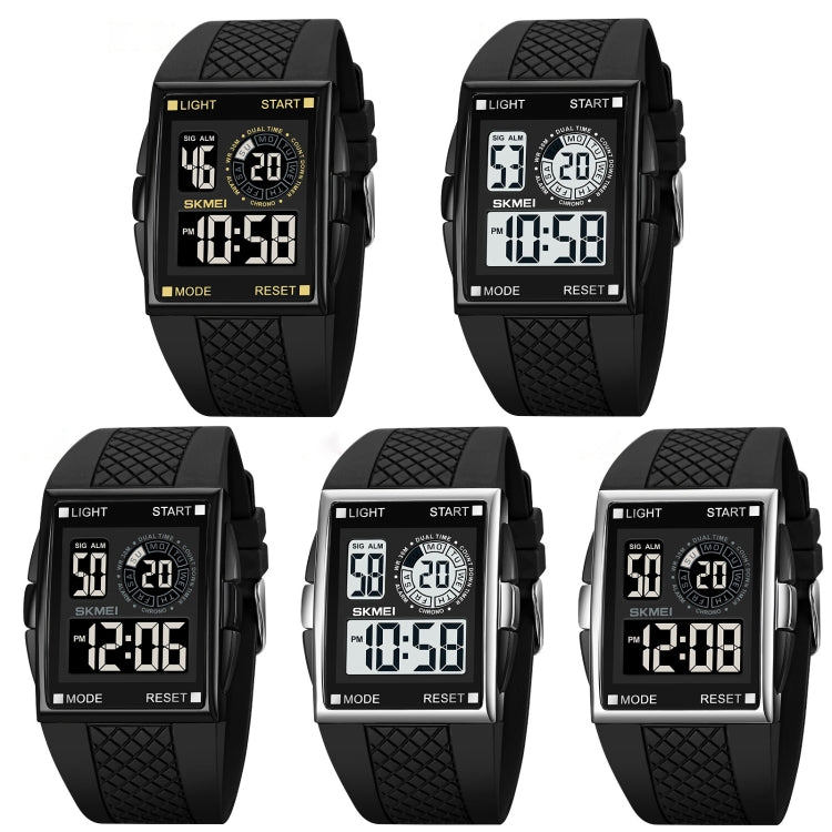 SKMEI 1967 Montre électronique étanche avec bracelet en PU et boucle en acier inoxydable