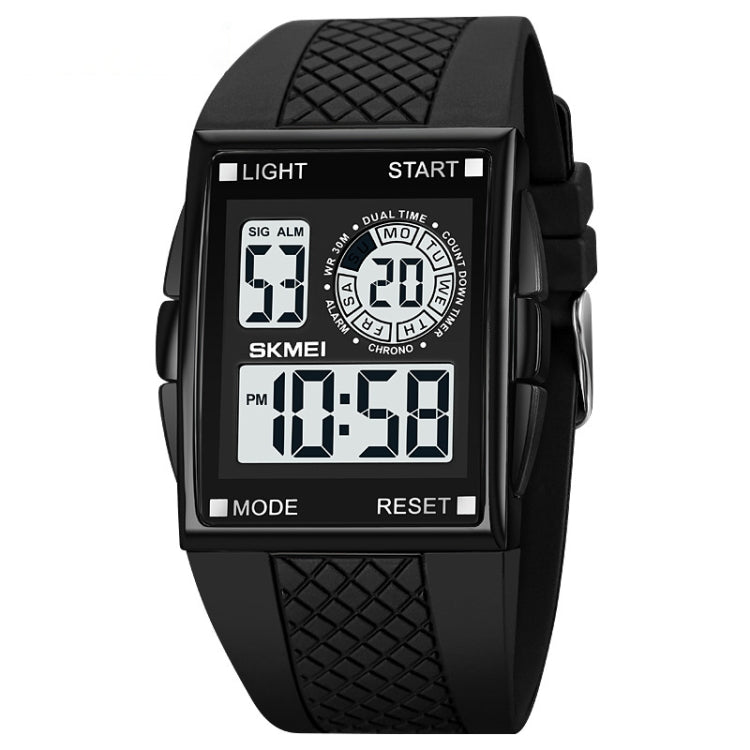 SKMEI 1967 Montre électronique étanche avec bracelet en PU et boucle en acier inoxydable