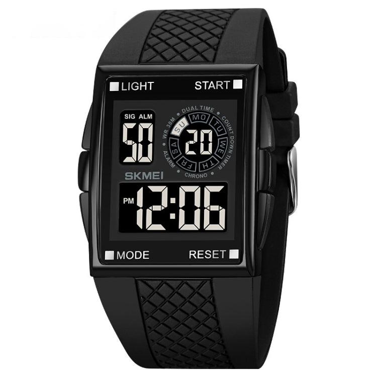SKMEI 1967 Montre électronique étanche avec bracelet en PU et boucle en acier inoxydable