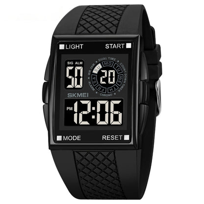 SKMEI 1967 Montre électronique étanche avec bracelet en PU et boucle en acier inoxydable