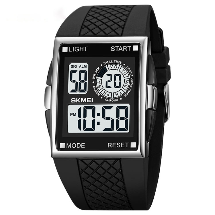 SKMEI 1967 Montre électronique étanche avec bracelet en PU et boucle en acier inoxydable