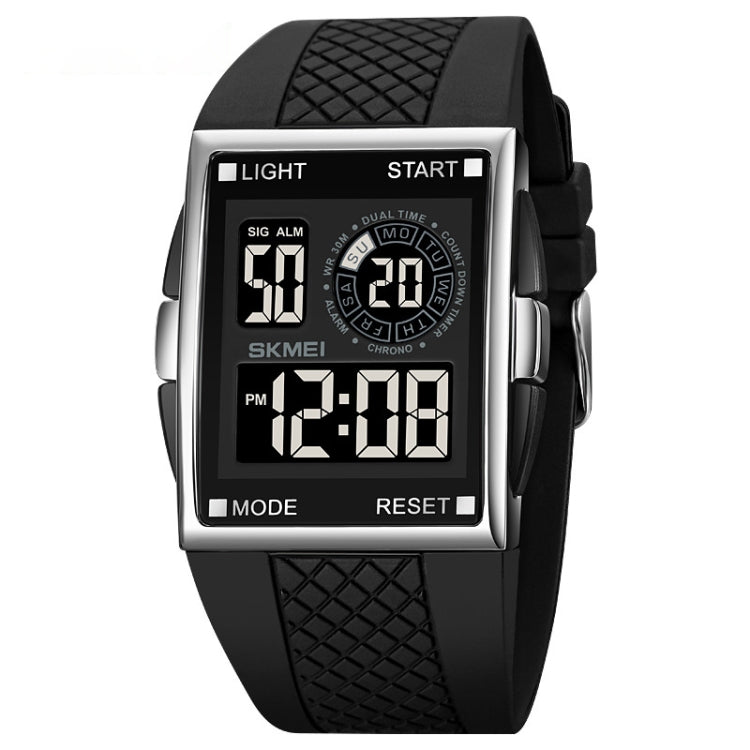 SKMEI 1967 Montre électronique étanche avec bracelet en PU et boucle en acier inoxydable