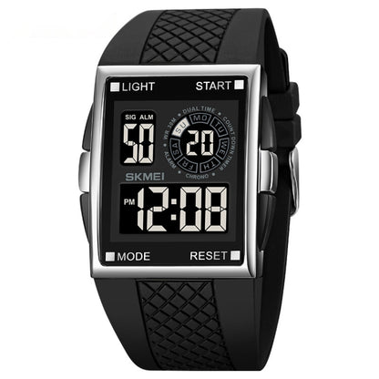 SKMEI 1967 Montre électronique étanche avec bracelet en PU et boucle en acier inoxydable
