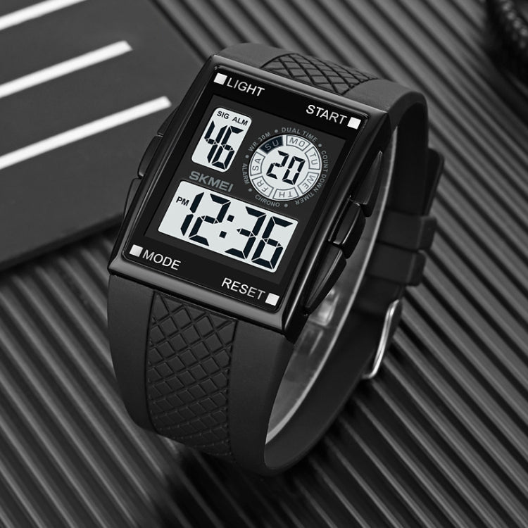 SKMEI 1967 Montre électronique étanche avec bracelet en PU et boucle en acier inoxydable