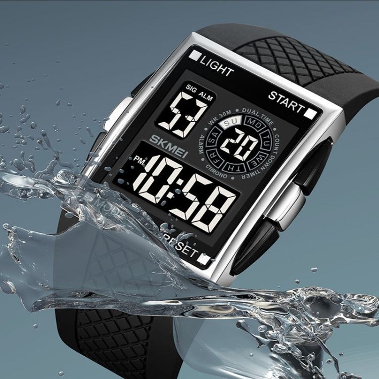 SKMEI 1967 Montre électronique étanche avec bracelet en PU et boucle en acier inoxydable