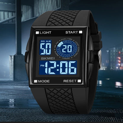 SKMEI 1967 Montre électronique étanche avec bracelet en PU et boucle en acier inoxydable