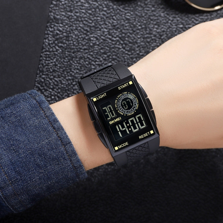 SKMEI 1967 Montre électronique étanche avec bracelet en PU et boucle en acier inoxydable