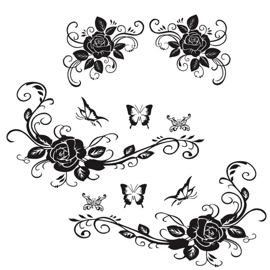 2 PCS/Set D-72 Butterfly Love Flower Pattern Car Modified Decorative Sticker, D-72