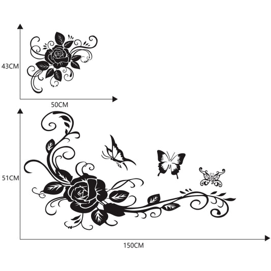 2 PCS/Set D-72 Butterfly Love Flower Pattern Car Modified Decorative Sticker, D-72