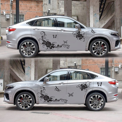 2 PCS/Set D-72 Butterfly Love Flower Pattern Car Modified Decorative Sticker, D-72