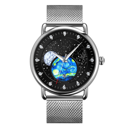 SKMEI 9283 Montre à quartz étanche avec boucle en acier inoxydable et miroir en verre, bracelet en acier, bracelet en cuir