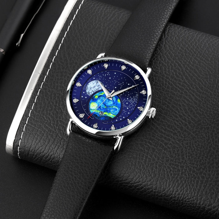 SKMEI 9283 Montre à quartz étanche avec boucle en acier inoxydable et miroir en verre, bracelet en acier, bracelet en cuir