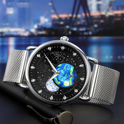 SKMEI 9283 Montre à quartz étanche avec boucle en acier inoxydable et miroir en verre, bracelet en acier, bracelet en cuir