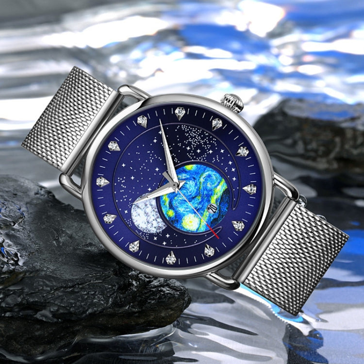 SKMEI 9283 Montre à quartz étanche avec boucle en acier inoxydable et miroir en verre, bracelet en acier, bracelet en cuir