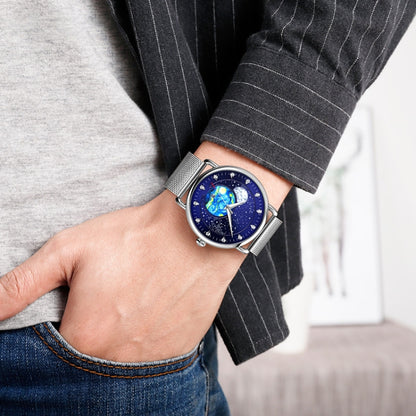 SKMEI 9283 Montre à quartz étanche avec boucle en acier inoxydable et miroir en verre, bracelet en acier, bracelet en cuir