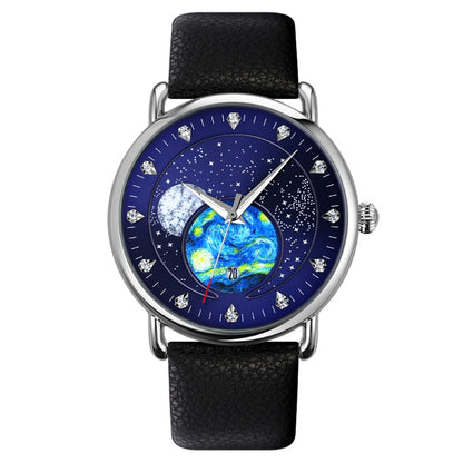 SKMEI 9283 Montre à quartz étanche avec boucle en acier inoxydable et miroir en verre, bracelet en acier, bracelet en cuir